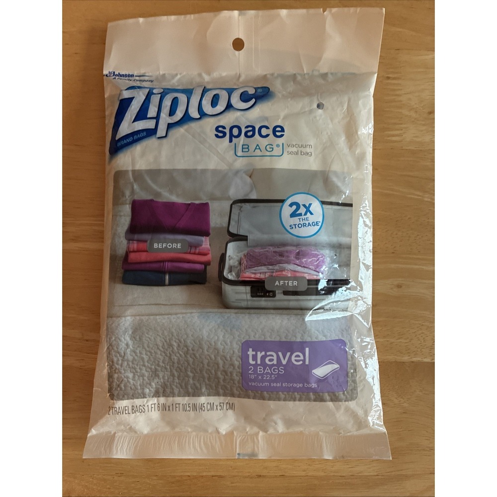 Ziploc Space Bags Vacuum Seal 18"x 22.5" Storage Airtight Waterproof Pack Of 2